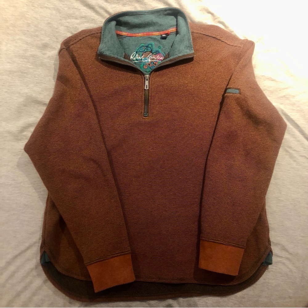 Robert graham rusty brown 1/4 zip sweater sz medium